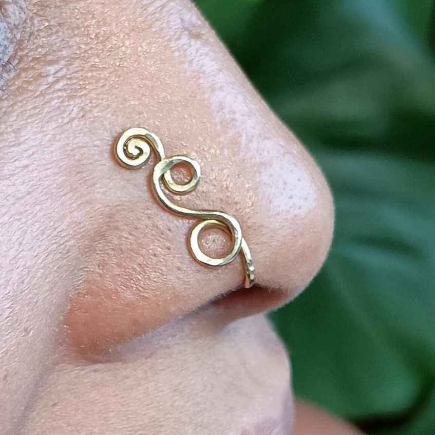 Body Jewelry Hypoallergenic - Cincin Tindik Palsu Lapis Emas 14K/Perak