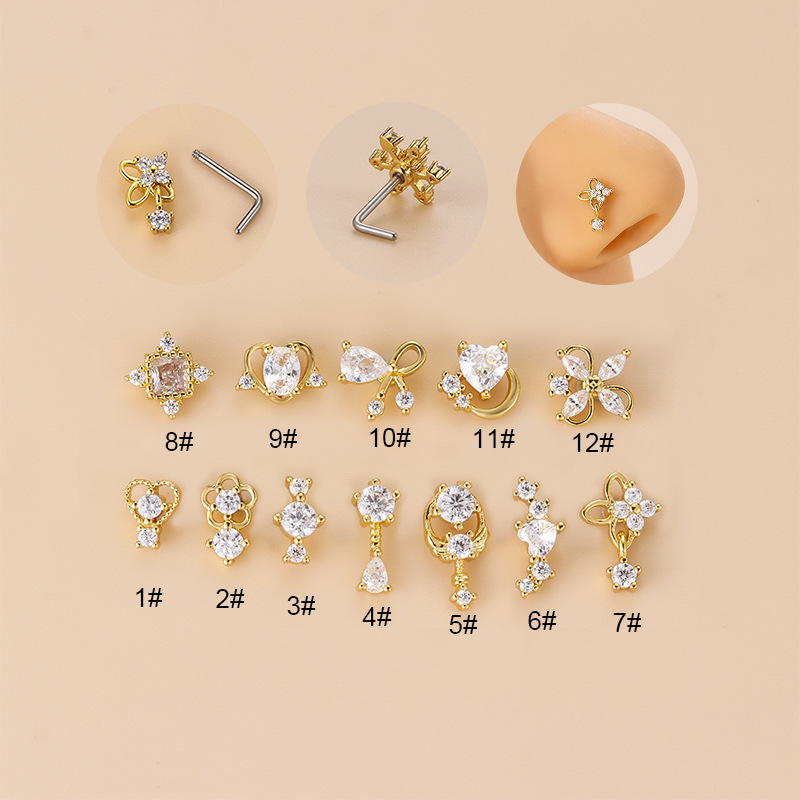 Body Jewelry Nose - Anting Hidung Bentuk L 20G dengan