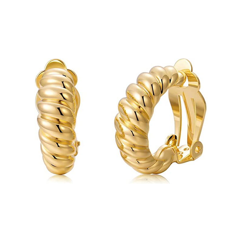 Body Jewelry Hypoallergenic - Stainless Steel Croissant Chunky Gold Hoop