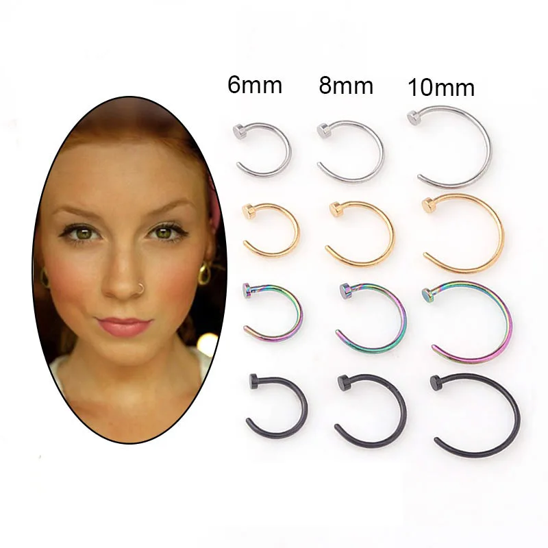 Body Jewelry Hypoallergenic - 5pcs/lot 20G Cincin Hidung, 6mm/8mm/10mm Perhiasan