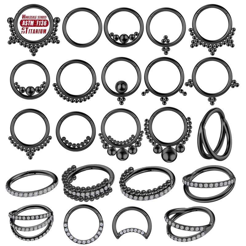 Body Jewelry Implant Grade Titanium - F136 cincin tindik Titanium hitam, cincin