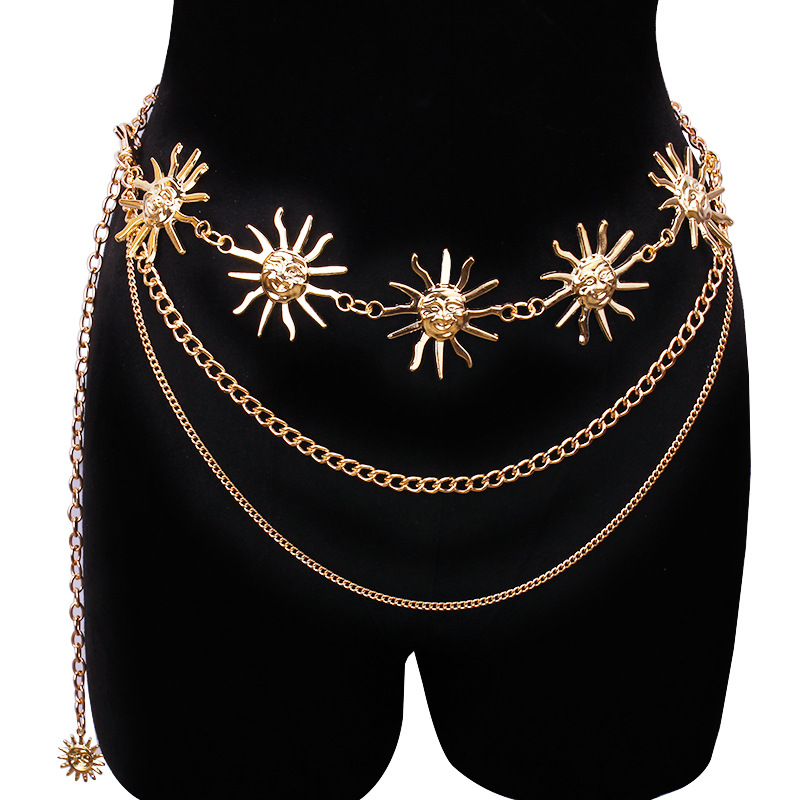 Body Jewelry Chains - Ikat Pinggang Logam Rantai Pinggang Matahari