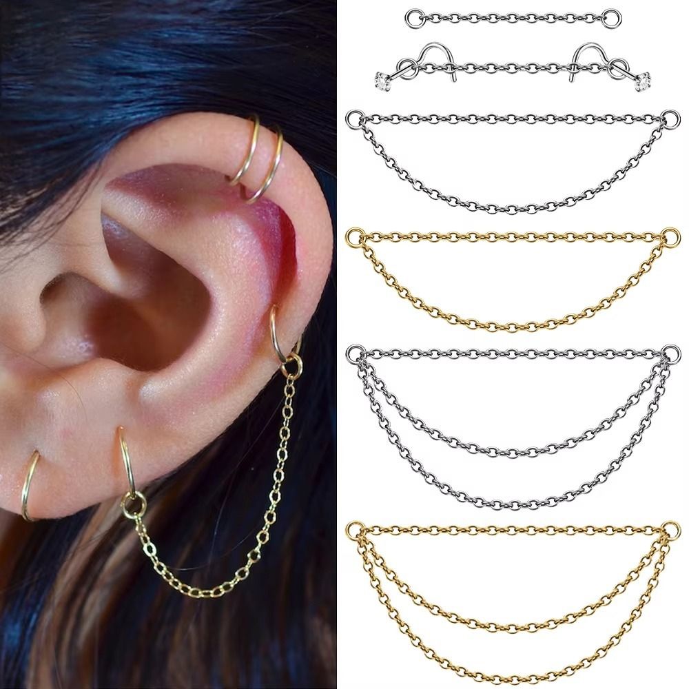 Body Jewelry Nose - Rantai Hidung Titanium Fashion Rantai Ganda