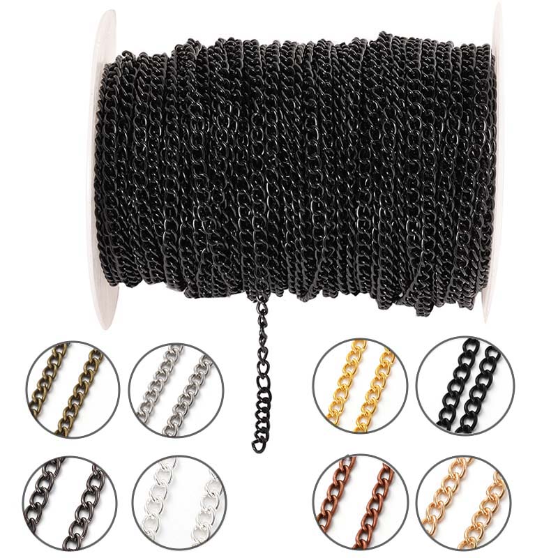Body Jewelry Chains - 2Meter 2.5/3.5/4.5mm Rantai Logam Pipih Oval