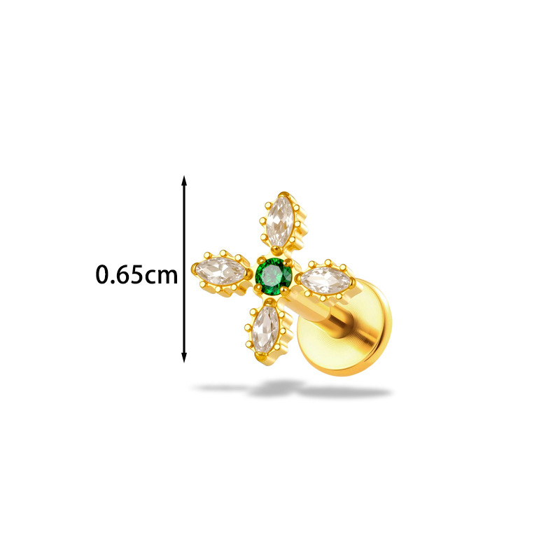 1PC G23 Titanium 16G Bunga CZ  - Body Jewelry Implant Grade Titanium ulasan dan harga