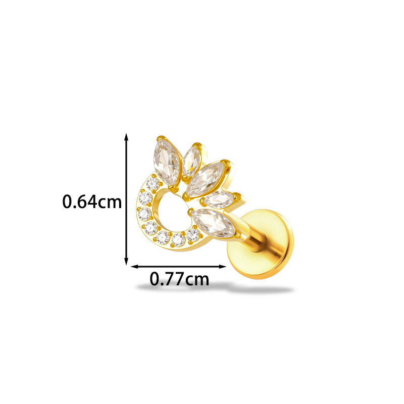1PC G23 Titanium 16G Bunga CZ  - Body Jewelry Implant Grade Titanium ulasan dan harga