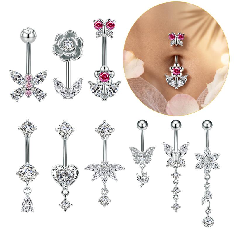 1Pcs Cincin Pusar Hiasan Zirko - Body Jewelry Hypoallergenic ulasan dan harga