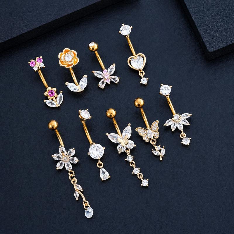 1Pcs Cincin Pusar Hiasan Zirko - Body Jewelry Hypoallergenic ulasan dan harga