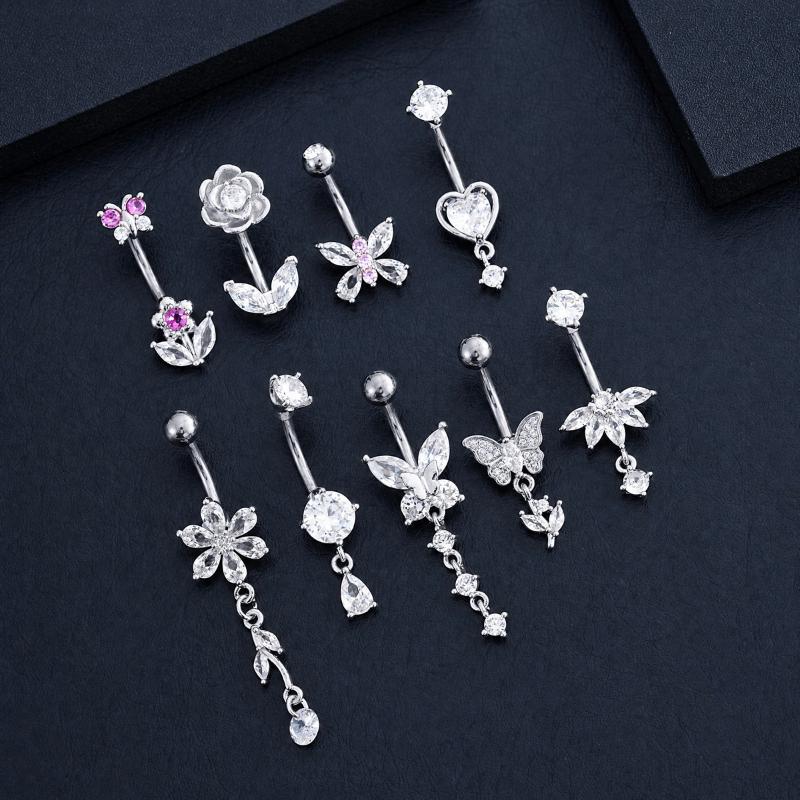 1Pcs Cincin Pusar Hiasan Zirko - Body Jewelry Hypoallergenic ulasan dan harga