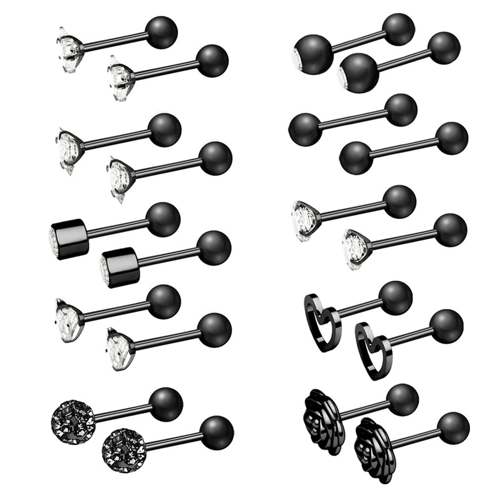 10 Pasang Anting Zirkon Baja T - Body Jewelry Ideas ulasan dan harga