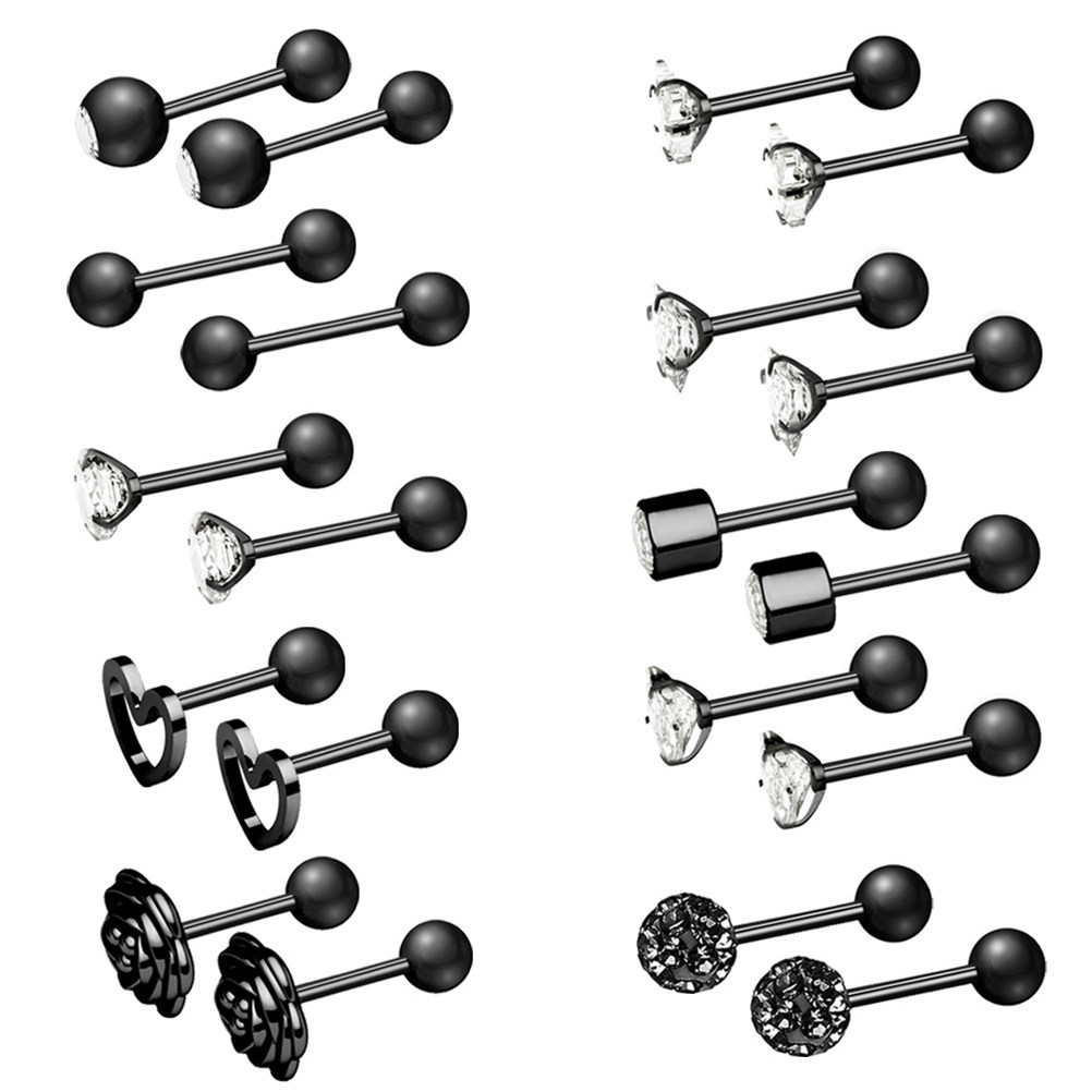 10 Pasang Anting Zirkon Baja T - Body Jewelry Ideas ulasan dan harga
