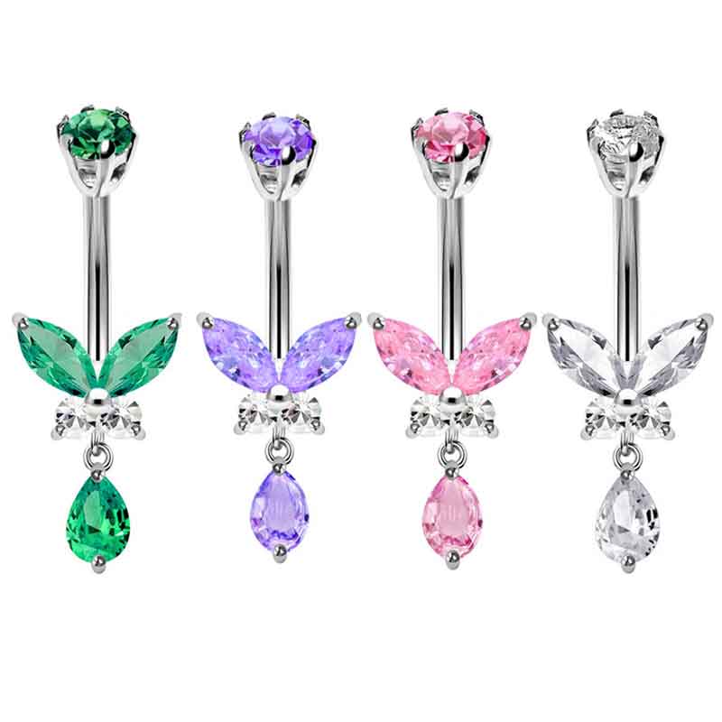 Cincin perut kupu-kupu menjunt - Body Jewelry Co ulasan dan harga