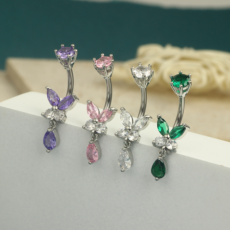 Cincin perut kupu-kupu menjunt - Body Jewelry Co ulasan dan harga