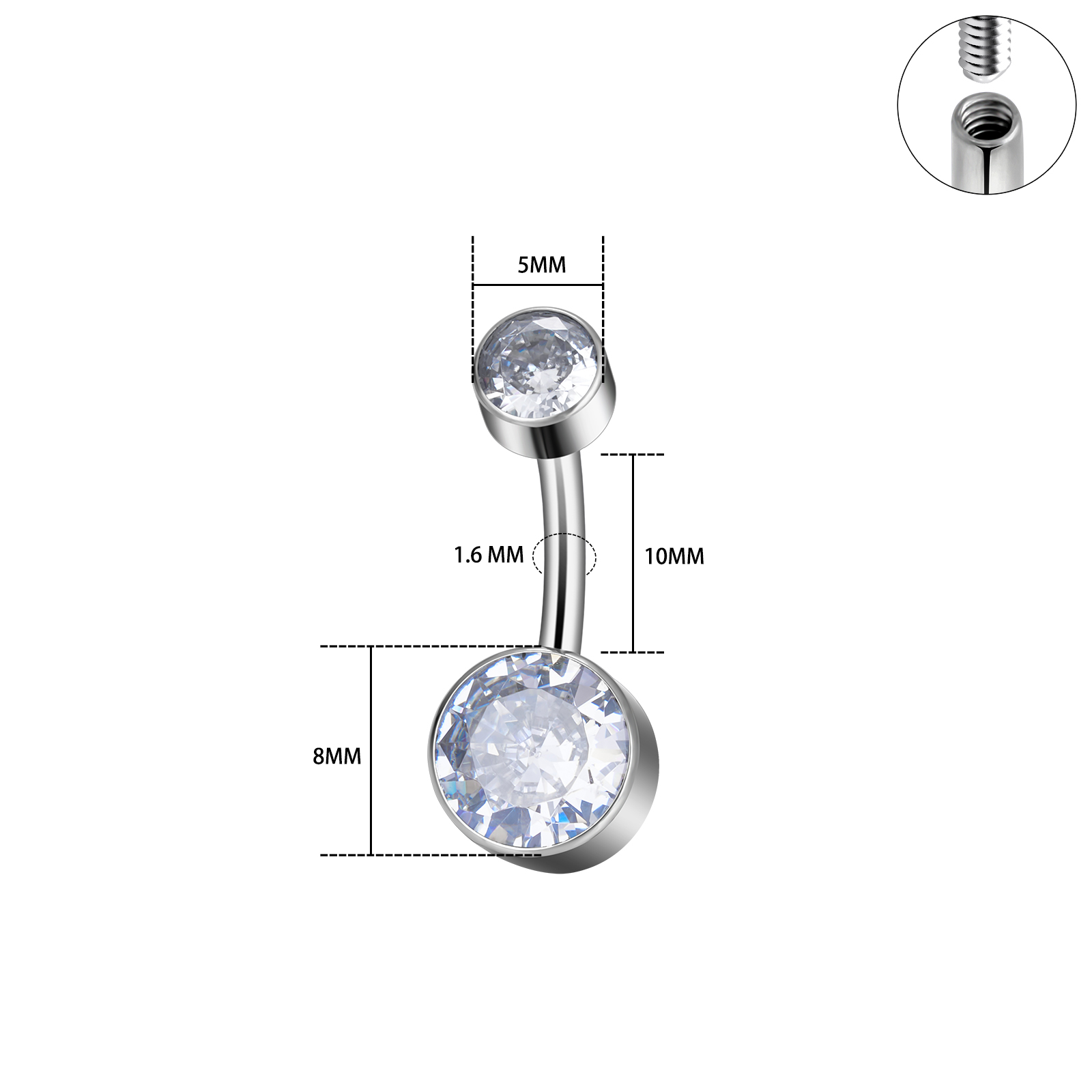 Cincin pusar seksi benang Inte - Body Jewelry Implant Grade Titanium ulasan dan harga