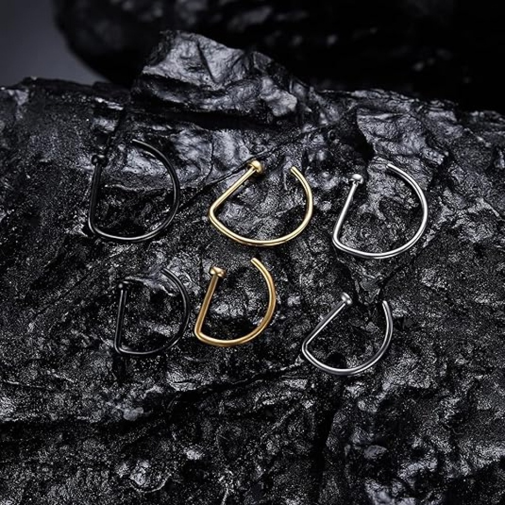 4 Paket Cincin Hidung Bentuk D - Body Jewelry Nose ulasan dan harga