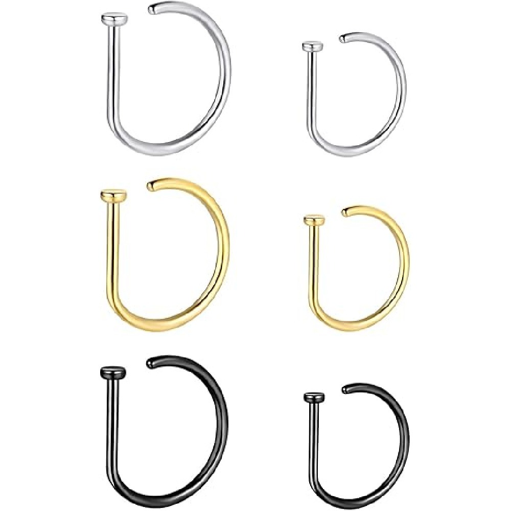 4 Paket Cincin Hidung Bentuk D - Body Jewelry Nose ulasan dan harga