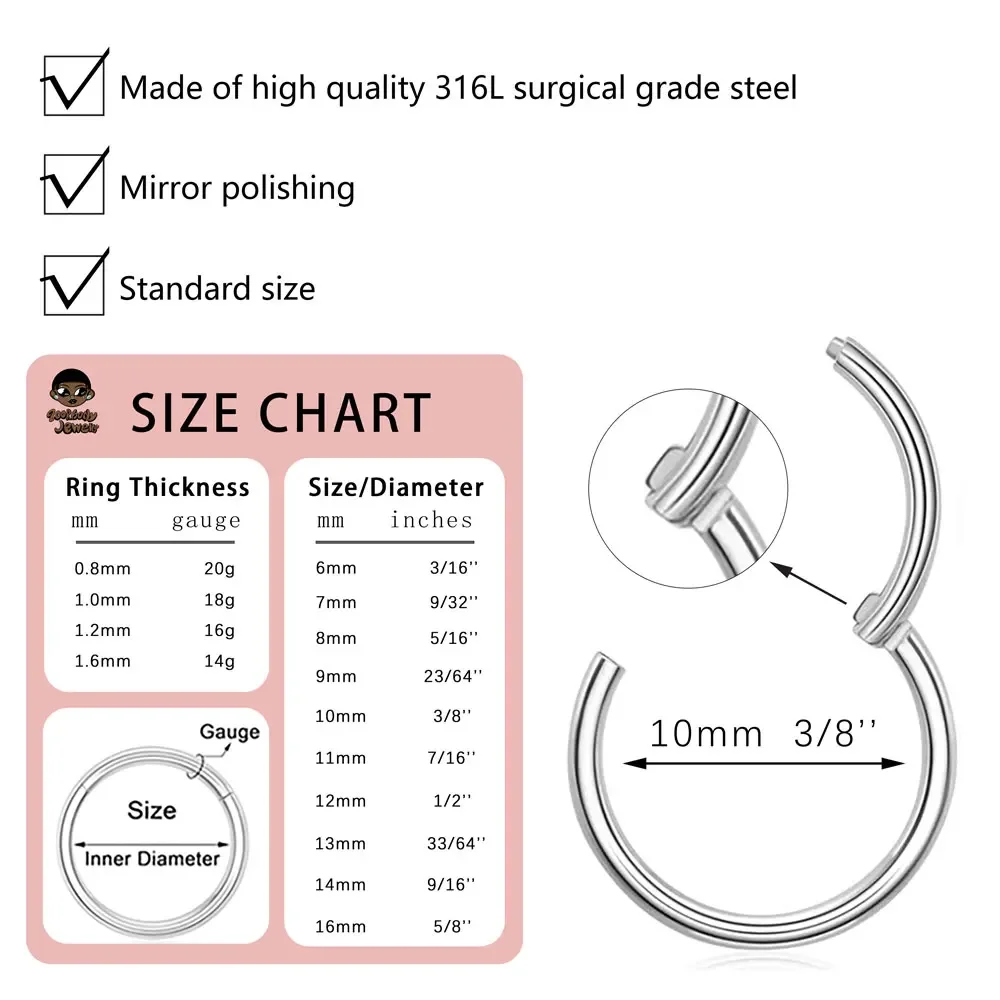 10 buah 316L cincin hidung baj - Body Piercing Quality Jewelry ulasan dan harga