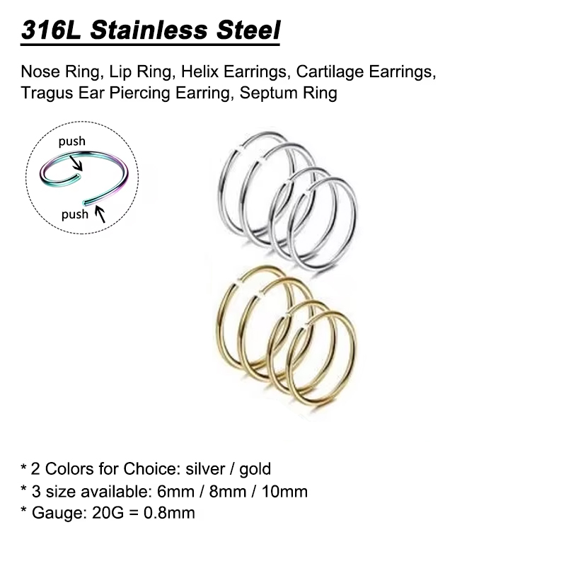 6pcs/lot Anting Hidung Hipoale - Body Jewelry Hypoallergenic ulasan dan harga