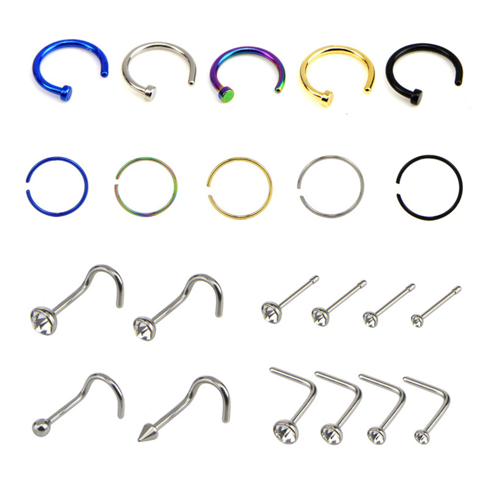 22Pcs Cincin Hidung Stainless  - Body Jewelry Ideas ulasan dan harga