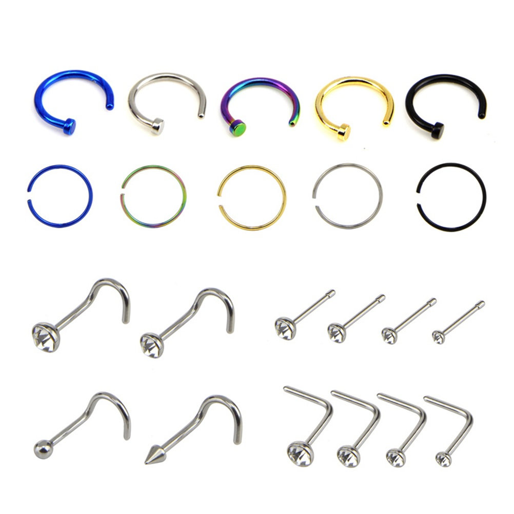 22Pcs Cincin Hidung Stainless  - Body Jewelry Ideas ulasan dan harga