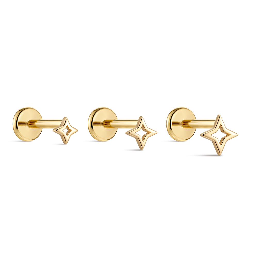ROXI 1PC 5/6/8mm 14K Emas Pada - Body Jewelry Hypoallergenic ulasan dan harga